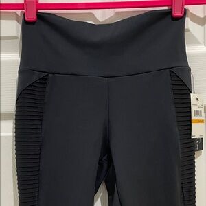 Peony & Me Black Leggings Moto Style with Texture Panel on both sides